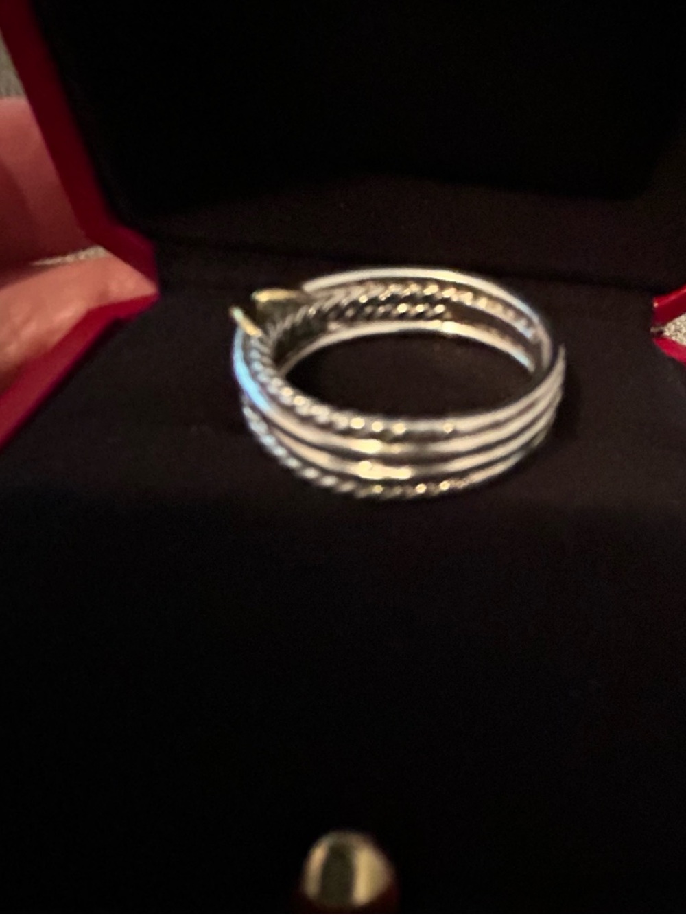 David Yurman Sterling Silver cable twist ring with 18K Gold X Accent - Picture 13 of 15